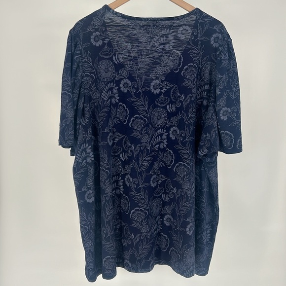 "NWT" Lane Bryant‎ Flutter-Sleeve V-Neck Top- Tonal Navy Floral- Size 26/28 - Picture 4 of 13